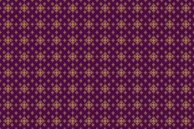 Damask zarif duvar kağıdı. Mor arka planda pürüzsüz bir iz var. Mor ve altın renkli klasik tasarım.