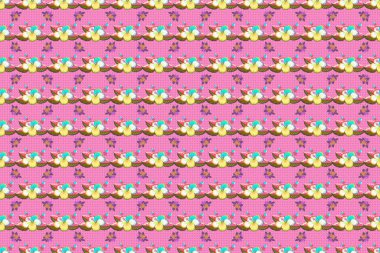 Motley illüstrasyonu. Bir sürü tropik çiçekli, kusursuz egzotik desen. Açan orman.