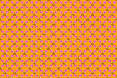 Raster pürüzsüz arka plan deseni stilize plumeria çiçekleri ve sarı arka planda yapraklar..