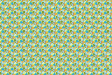 Soyut zarafet pürüzsüz desen. Kozmos çiçekleri mavi, yeşil ve sarı renklerde..