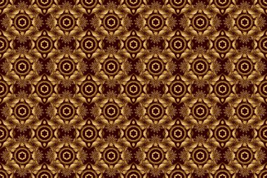 Geleneksel dikişsiz şal deseni. İplik çiçekli, vektör çizgili, pürüzsüz desen. Yeşil, sarı ve kahverengi renkli duvar kağıtları. Kumaş, tekstil, ambalaj kağıdı için dekoratif süs