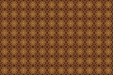 Klasik altın desenli, altın çiçekli süsleme brokar desenli, cam desenli, kahverengi arka planda çiçek elementli altın metalli..