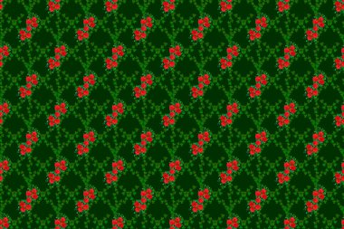 Soyut zarafet, pürüzsüz desen, yeşil arka planda gelincik çiçekleri..