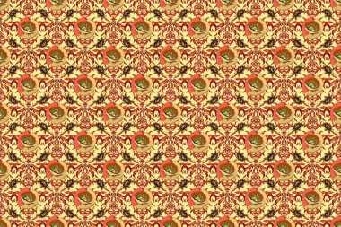 Soyut raster arka planı. Çiçeksiz desenli, çiçekli, bej, sarı ve turuncu yapraklı. Haşhaş çiçekli şık duvar kağıtları.