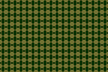 Kusursuz desen. Yeşil ve altın renkli süsler..