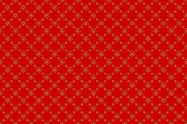 Altın ve kırmızı soyut süsleme deseni.