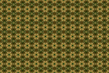 Tatil sembolü. Duvar kağıdı, Noel süsü, konfeti, tekstil, ambalaj için soyut, parlak altın tasarım. Yıldızsız desenli altın ve yeşil retro arkaplan.