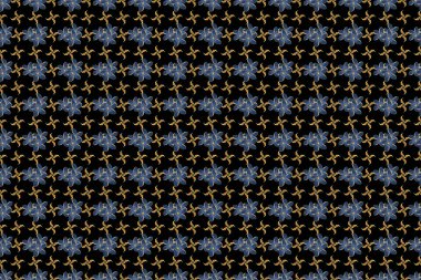 Plumeria çiçeklerinin zarif deseni. Dekorasyon ve tasarım için güzel bir raster deseni. Eski tarz moda baskı. Plumeria çiçeklerinin bej, sarı ve mavi renkleriyle suluboya desenleri