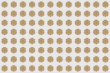 Parlayan Altın Yıldız. Gri arka planda soyut Mandala. Raster illüstrasyonu.