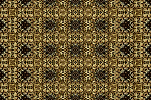 Rastrová Ilustrace Geometrický Opakující Bezešvý Vzor Šestiúhelníkovými Tvary Zlatém Gradientu — Stock fotografie