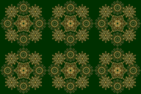Stars Seamless Pattern Gold Green Retro Background Symbol Holiday Abstract — Stock Photo, Image