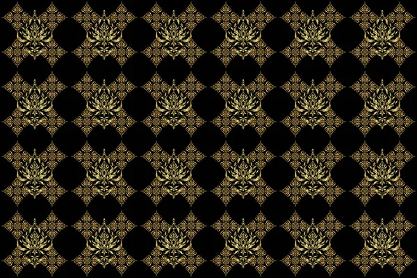 Raster Seamless Pattern Traditional Ornamental Background Golden Circular Mandala Stars — Stock Photo, Image