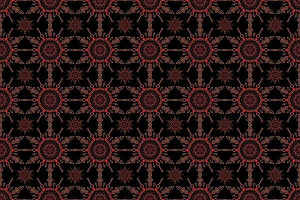 Vintage seamless pattern in red colors. Seamless background. Elegant raster damask wallpaper.