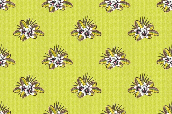 Floral Background Seamless Raster Pattern Yellow Green Brown Colors Cute — Stock Photo, Image