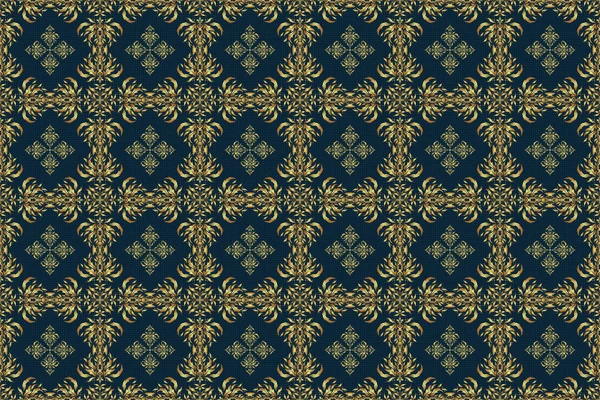 Simple Seamless Pattern Gold Stars Blue Background Vintage Ornament Raster — Stock Photo, Image