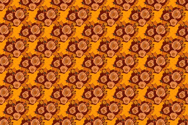 Raster Naadloos Inktpatroon Met Abstracte Bloemen Oranje Gele Rode Kleuren — Stockfoto