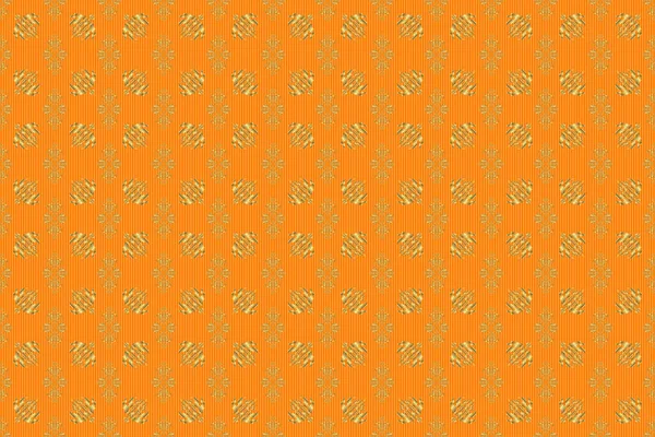 Элементы Викторианском Стиле Оранжевом Фоне Золотой Цветочный Бесшовный Узор Растровая — стоковое фото