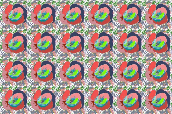Оптична Ілюзія Безшовна Текстура Квіткового Орнаменту Рожевому Синьому Кольорах Ілюстрація — стокове фото