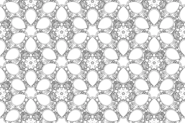 Textura Sem Costura Ornamento Floral Cores Preto Branco Ilusão Óptica — Fotografia de Stock