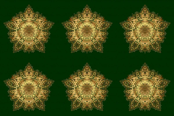 Ingewikkelde Golden Arabesque Met Een Groene Achtergrond Raster Abstracte Gestileerde — Stockfoto