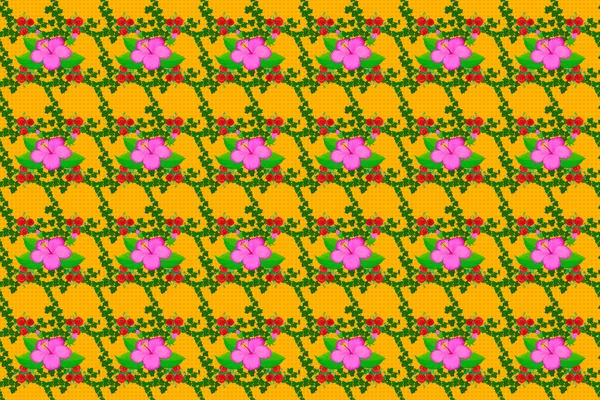 Blommönster Upprepar Raster Hibiscus Blommor Mönster Modern Brokig Blommig Sömlös — Stockfoto