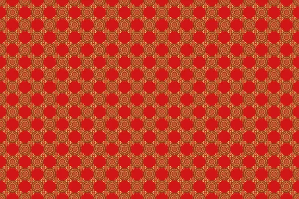 Raster kusursuz altın Noel süsü deseni. Kırmızı arkaplanda parlak arkaplan çizimi.