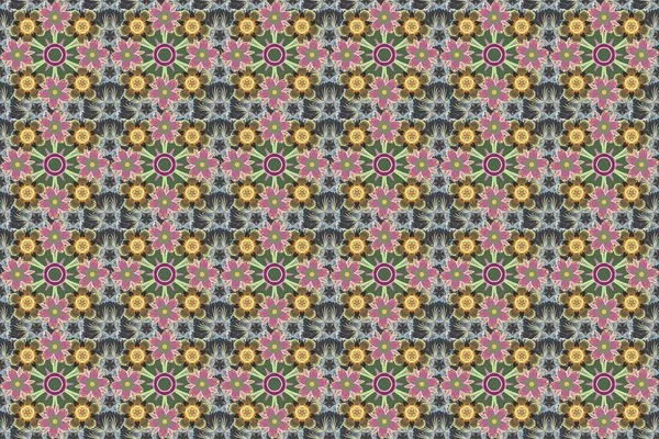 Raster Gray Pink Green Grid Seamless Pattern Abstract Elements Orient — Stock Photo, Image