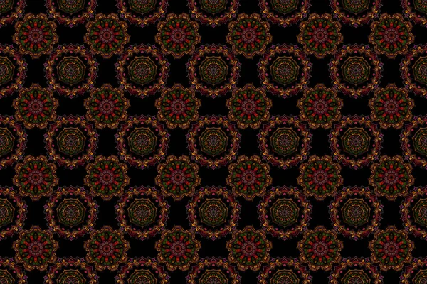 Raster Seamless Background Colored Patterns Antique Floral Ornament Brown Red — Stock Photo, Image