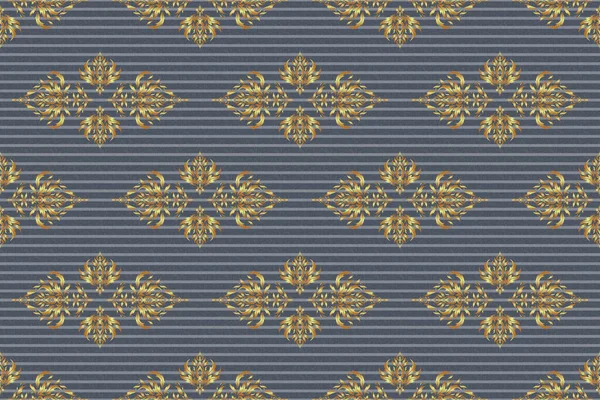 Gray and golden pattern. Elegant raster classic golden seamless pattern. Seamless abstract background with golden repeating elements.