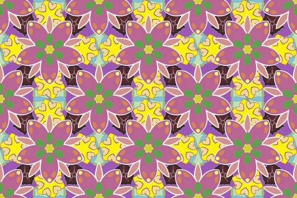 Геометрический Повторяющийся Бесшовный Рисунок Шестиугольными Фигурами Желтом Розовом Пурпурном Градиентах — стоковое фото