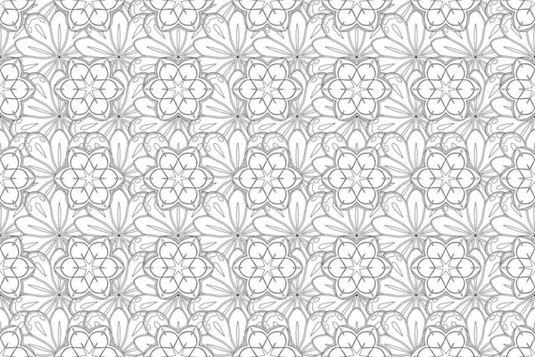 Винтажный Черно Белый Бесшовный Рисунок Абстрактный Орнамент Текстильной Парчи Пестрые — стоковое фото