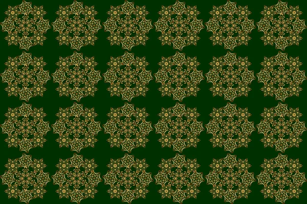 Ісламська Картка Східне Золото Зеленому Тлі Растрові Безшовні Елементи Дизайну — стокове фото