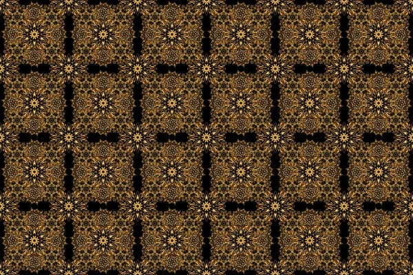 Vintage Black Golden Pattern Oriental Raster Classic Pattern Abstract Seamless — Stock Photo, Image