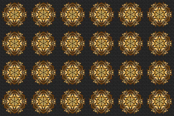 Heilige Geometrie Rundes Goldenes Symbol Mit Leuchtenden Sternen Auf Schwarzem — Stockfoto