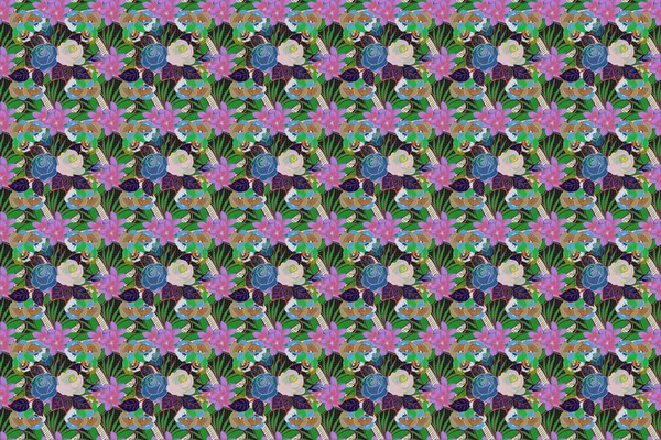 Florales Nahtloses Muster Raster Illustration Frühlingspapier Mit Abstrakten Niedlichen Blüten — Stockfoto
