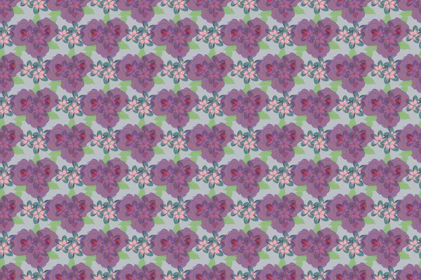 Patrón Sin Costura Floral Lindo Ditsy Colores Violeta Azul Pequeñas —  Fotos de Stock