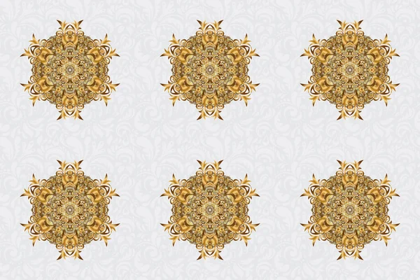 Tessere Mandala Design Mandala Stress Decorativo Ornamento Rotondo Oro Raster — Foto Stock
