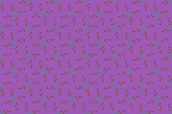 Raster Seamless Floral Pattern Poppy Flowers Leaves Violet Red Green — Stock Photo, Image