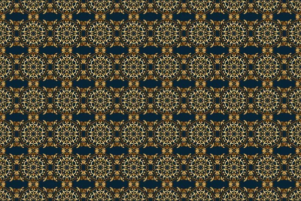 Pırıl Pırıl Altın Şeritler Zigzag Semboller Dalgalı Şeritler Mavi Üzerine — Stok fotoğraf