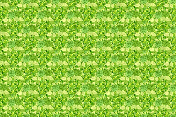 Raster Rose Flowers Seamless Pattern Hand Painted Illustration Beige Green — Stock Photo, Image