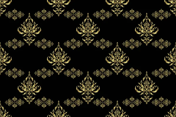 Elegancka Złota Karta Rastrowym Kwiatowym Wystrojem Złotego Ornamentu Czarnym Tłem — Zdjęcie stockowe
