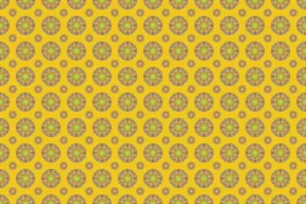 Vintage seamless pattern in brown and yellow colors. Elegant damask wallpaper. Seamless background.
