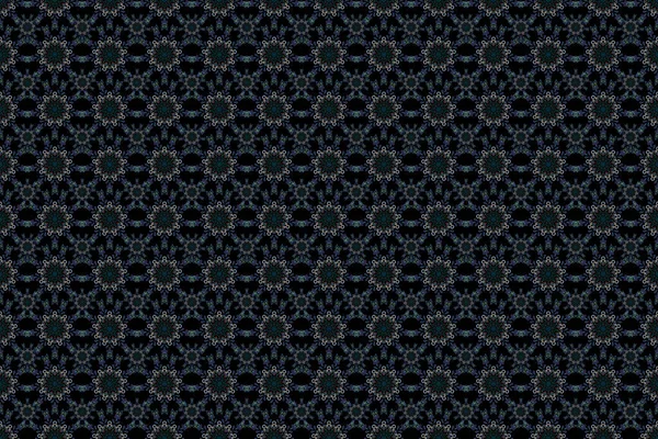 ラスターイラスト 青の色でダマスクシームレスパターン — ストック写真