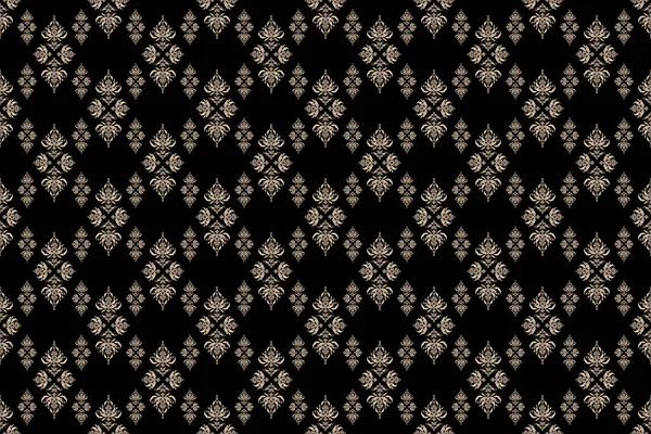 Raster old moroccan, arabian and turkish ornaments. Seamless beige vintage pattern on black background.