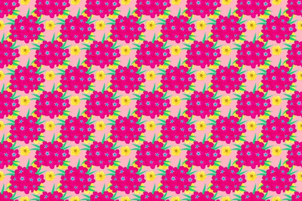 Abstract Elegance Seamless Pattern Floral Motifs Pink Background Decorative Primula — Stock Photo, Image