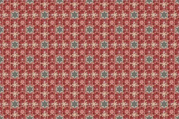 Vacker Bakgrund Små Blommor Bruna Röda Och Beige Färger Sömlöst — Stockfoto