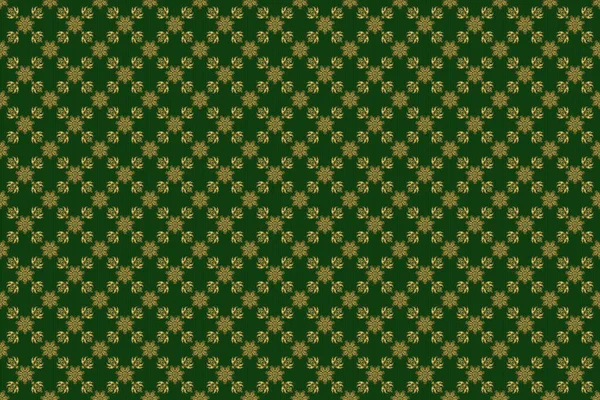 緑の背景に背景イラストをキラキラ ラスターシームレスな黄金のクリスマスオーナメントパターン — ストック写真
