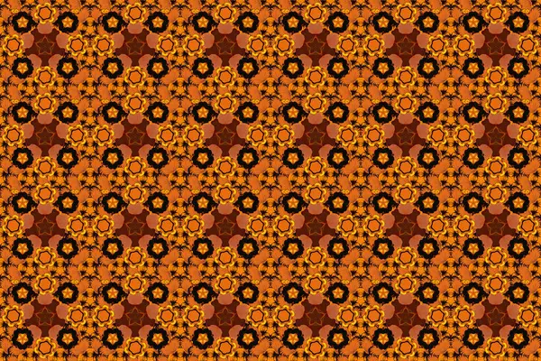 Motif Floral Sans Couture Dans Jolies Fleurs Noir Orange Brun — Photo