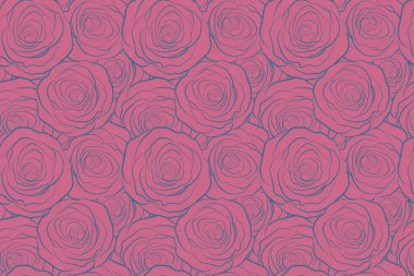 Pembe renklerde, pürüzsüz gül desenli arka plan, retro botanik tarzı. Şık çiçek deseni. Kusursuz tek renkli çiçek..