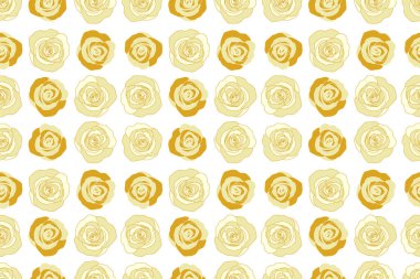 Beyaz arkaplanda sarı renklerde, kusursuz desenli doğa çiçekleri..